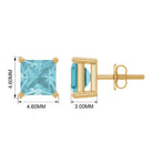 4 MM Princess Cut Sky Blue Topaz Solitaire Stud Earrings Sky Blue Topaz - ( AAA ) - Quality - Rosec Jewels