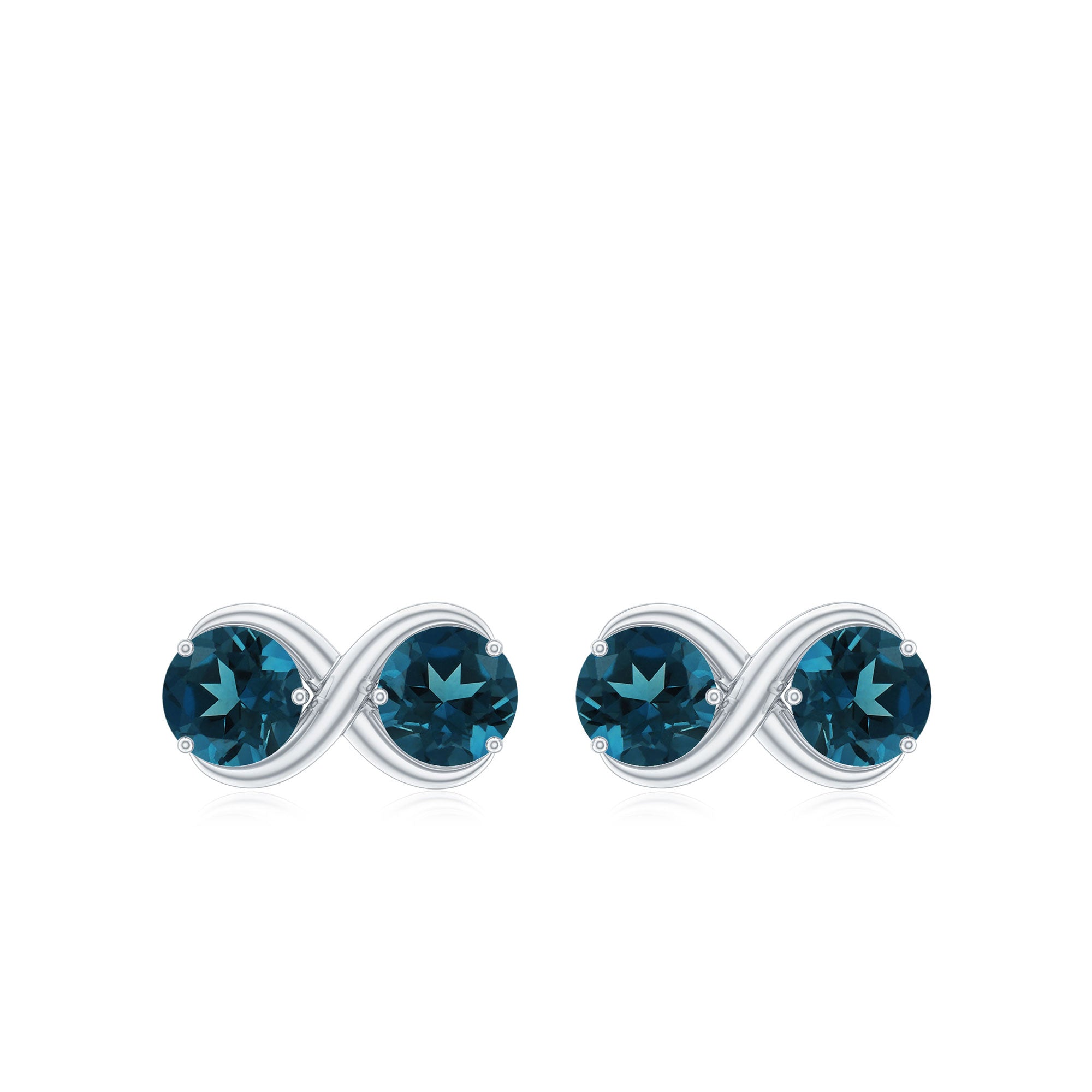 1.25 CT Simple London Blue Topaz Two Stone Infinity Stud Earrings London Blue Topaz - ( AAA ) - Quality - Rosec Jewels