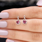 1/2 CT Pink Tourmaline Solitaire Gold Infinity Stud Earring Pink Tourmaline - ( AAA ) - Quality - Rosec Jewels