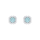 Classic Sky Blue Topaz Stud Earrings with Diamond Halo Sky Blue Topaz - ( AAA ) - Quality - Rosec Jewels