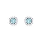 Classic Sky Blue Topaz Stud Earrings with Diamond Halo Sky Blue Topaz - ( AAA ) - Quality - Rosec Jewels