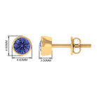 8 MM Round Cut Tanzanite Solitaire Stud Earrings in Bezel Setting Tanzanite - ( AAA ) - Quality - Rosec Jewels