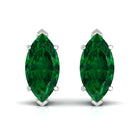 8X4 MM Marquise Cut Created Emerald Solitaire Stud Earring Lab Created Emerald - ( AAAA ) - Quality - Rosec Jewels