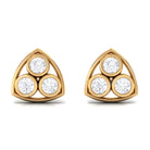 1/2 CT Bezel Set Round Diamond Three Stone Stud Earrings in Gold Diamond - ( HI-SI ) - Color and Clarity - Rosec Jewels