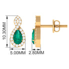 Pear Shape Emerald Infinity Stud Earrings with Diamond Emerald - ( AAA ) - Quality - Rosec Jewels