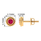 1/4 CT Ruby Solitaire Stud Earring in Beaded Bezel Setting for Women Ruby - ( AAA ) - Quality - Rosec Jewels