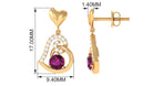 3/4 CT Rhodolite and Diamond Heart Drop Earrings with Accent Rhodolite - ( AAA ) - Quality - Rosec Jewels