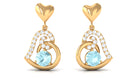 Solitaire Sky Blue Topaz Heart Drop Earrings with Diamond Accent Sky Blue Topaz - ( AAA ) - Quality - Rosec Jewels