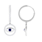 1 CT Blue Sapphire and Diamond Evil Eye Hoop Drop Earrings in Gold Blue Sapphire - ( AAA ) - Quality - Rosec Jewels