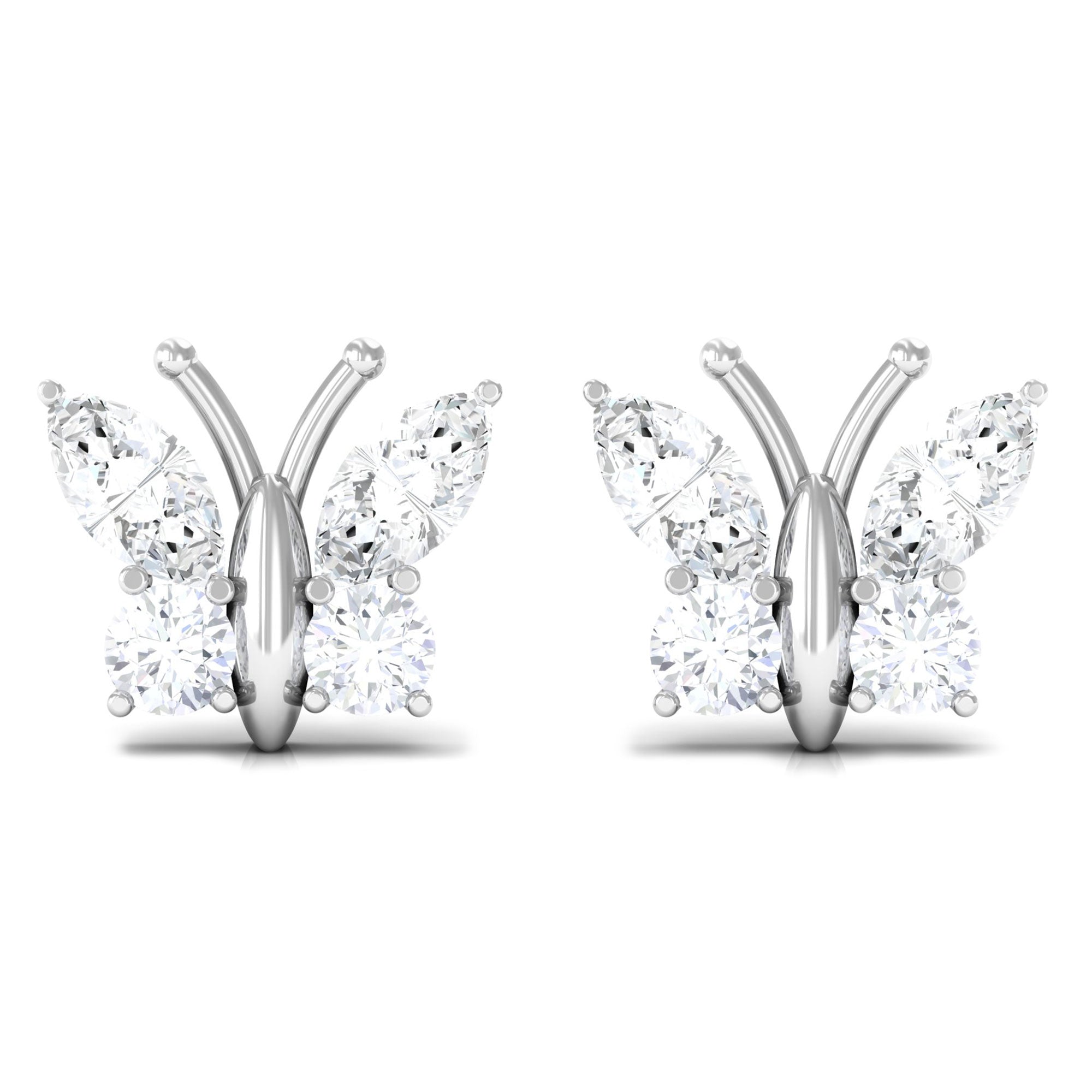 1.75 CT Cubic Zirconia Butterfly Stud Earrings Zircon - ( AAAA ) - Quality - Rosec Jewels