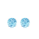 1 CT Round Cut Aquamarine Solitaire Stud Earring Aquamarine - ( AAA ) - Quality - Rosec Jewels