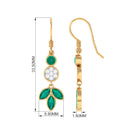 1.75 CT Bezel Set Emerald Leaf Dangle Earrings with Diamond Emerald - ( AAA ) - Quality - Rosec Jewels