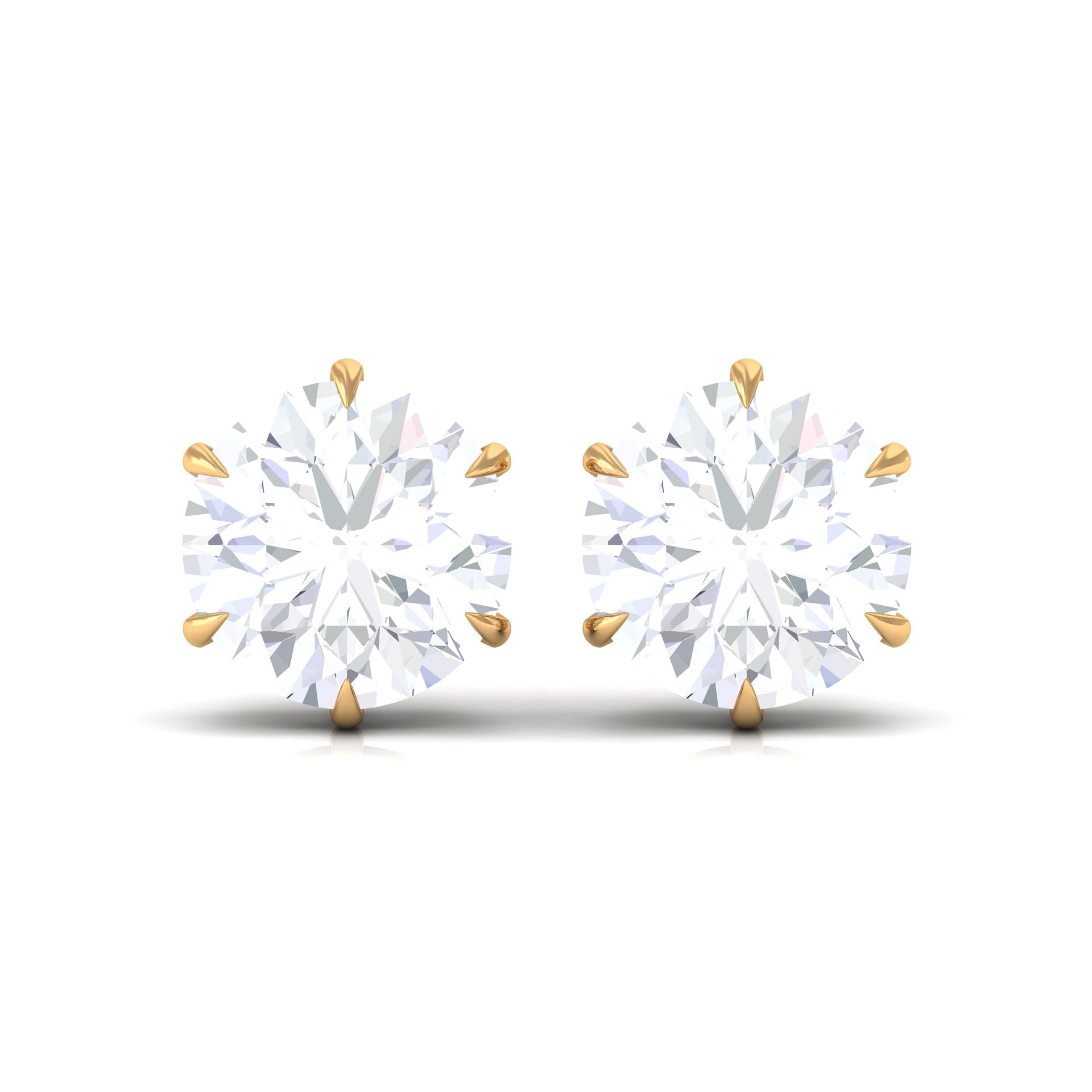 10 MM Round Moissanite Solitaire Stud Earrings in Claw Setting Moissanite - ( D-VS1 ) - Color and Clarity - Rosec Jewels