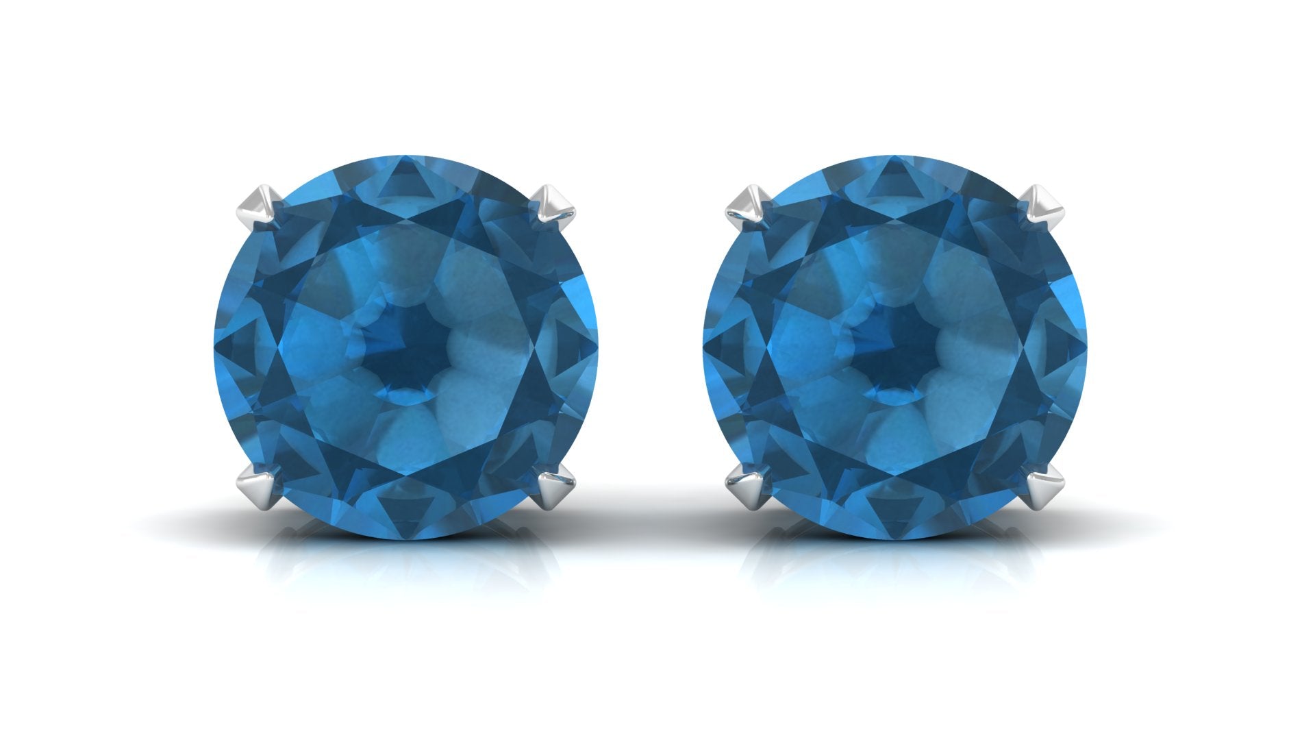 December Birthstone 4.25 CT London Blue Topaz Solitaire Stud Earrings London Blue Topaz - ( AAA ) - Quality - Rosec Jewels