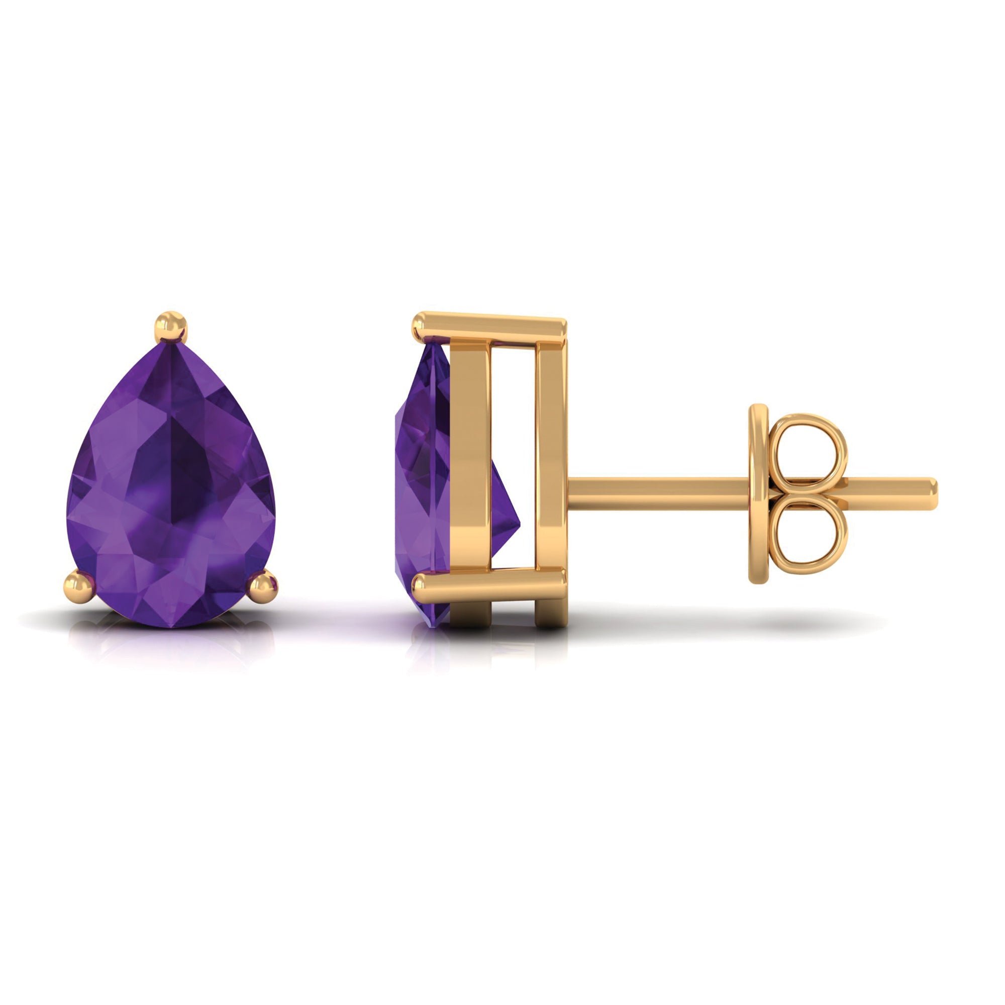 1.5 CT Pear Cut Amethyst Solitaire Earrings Amethyst - ( AAA ) - Quality - Rosec Jewels