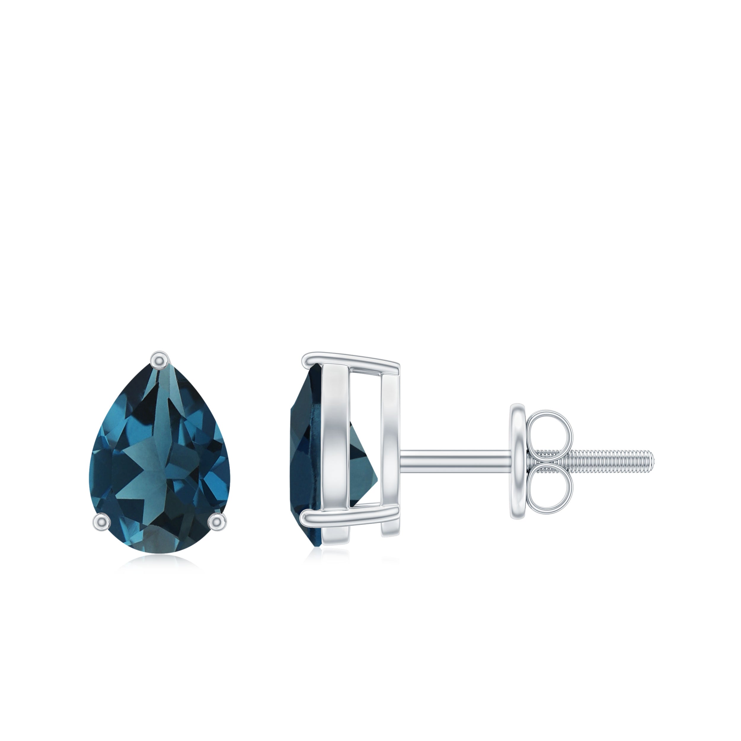 2 CT Pear Cut London Blue Topaz Solitaire Earrings London Blue Topaz - ( AAA ) - Quality - Rosec Jewels