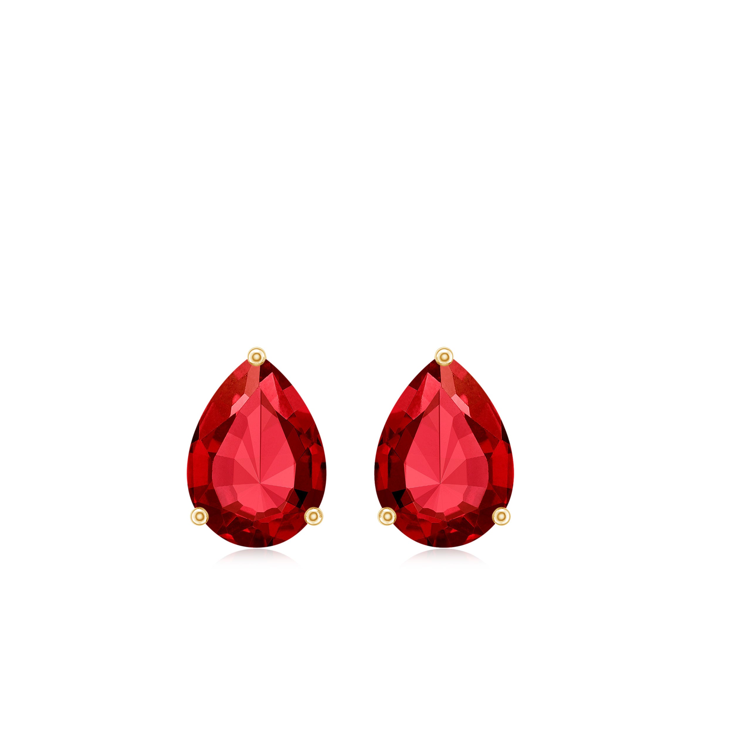 1.50 CT Pear Cut Created Ruby Solitaire Earrings Lab Created Ruby - ( AAAA ) - Quality - Rosec Jewels