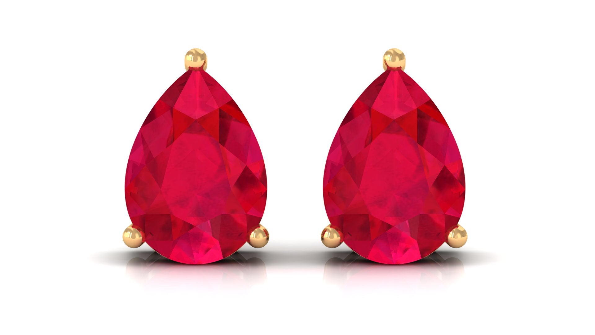 1.50 CT Pear Cut Created Ruby Solitaire Earrings Lab Created Ruby - ( AAAA ) - Quality - Rosec Jewels