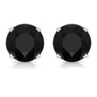 1.75 CT Black Onyx Solitaire Stud Earrings with Diamond Accent Black Onyx - ( AAA ) - Quality - Rosec Jewels