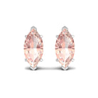 4X8 MM Marquise Cut Morganite Solitaire Stud Earrings Morganite - ( AAA ) - Quality - Rosec Jewels