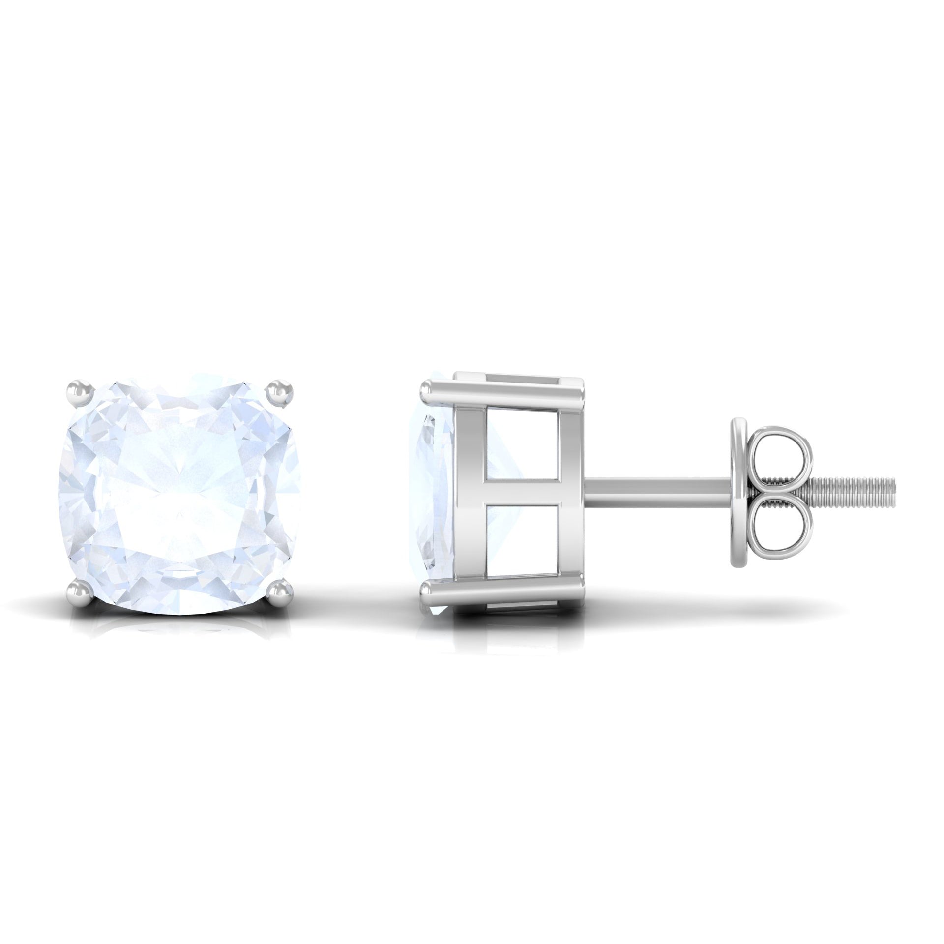 2.75 CT Cushion Cut Moonstone Solitaire Stud Earrings Moonstone - ( AAA ) - Quality - Rosec Jewels