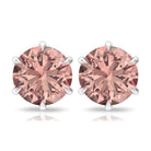 6X6 MM Morganite Solitaire Stud Earring in 6 Claw Prong Setting Morganite - ( AAA ) - Quality - Rosec Jewels