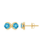 1 CT Simple Swiss Blue Topaz Two Stone Infinity Stud Earrings Swiss Blue Topaz - ( AAA ) - Quality - Rosec Jewels