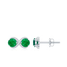 1.25 CT Simple Emerald Two Stone Infinity Stud Earrings Emerald - ( AAA ) - Quality - Rosec Jewels