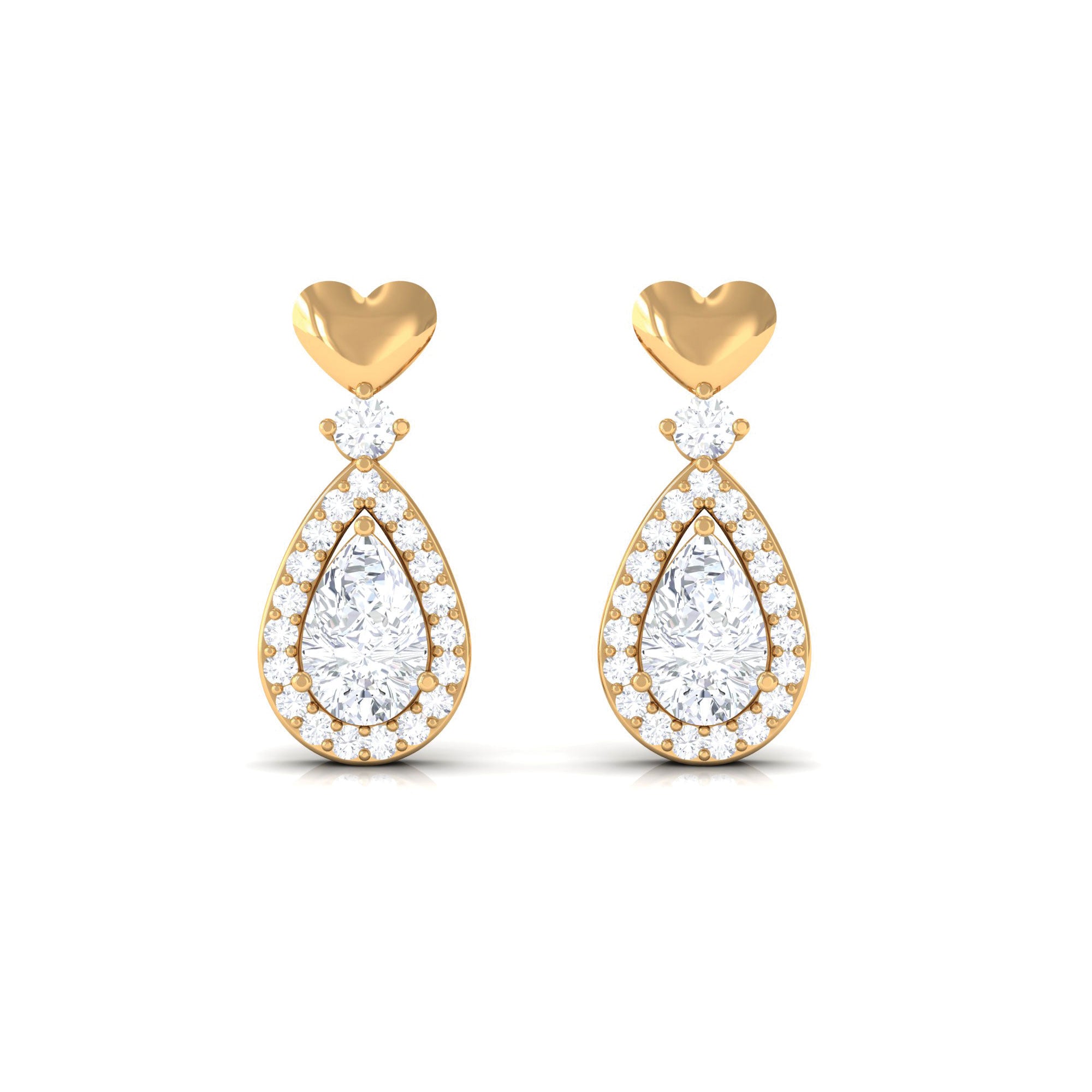 1 CT Zircon and Gold Teardrop Bridal Earrings Zircon - ( AAAA ) - Quality - Rosec Jewels