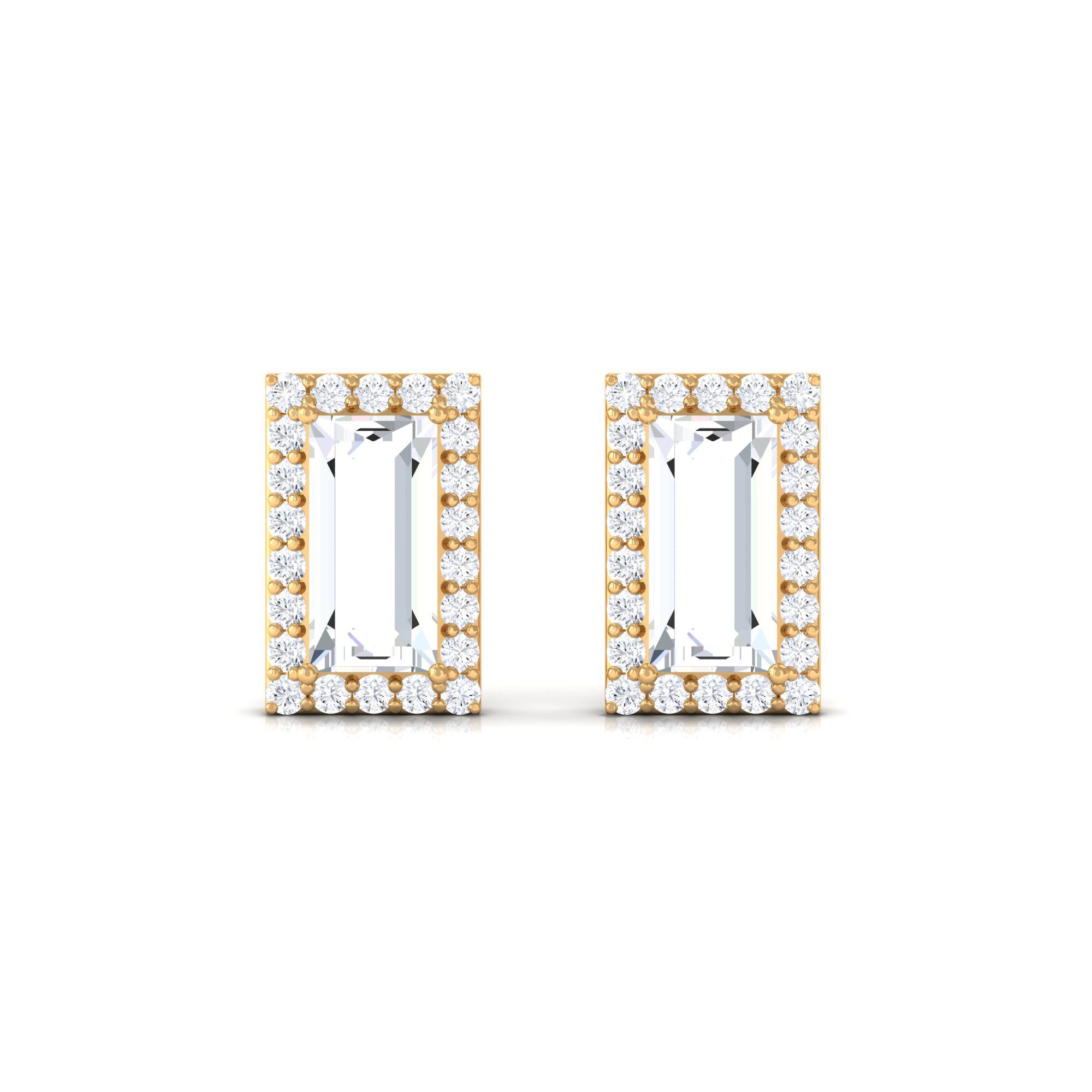 1.25 CT Classic Zircon Halo Stud Earrings in Gold Zircon - ( AAAA ) - Quality - Rosec Jewels