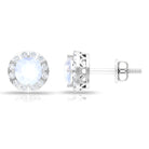 3/4 CT Antique Moonstone and Diamond Stud Earrings Moonstone - ( AAA ) - Quality - Rosec Jewels