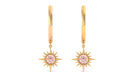 3/4 CT Milgrain Bezel Set Morganite Sunburst Drop Hoop Earrings for Women Morganite - ( AAA ) - Quality - Rosec Jewels