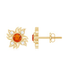 1/2 CT Round Shape Fire Opal and Diamond Sunburst Stud Earrings Fire Opal - ( AAA ) - Quality - Rosec Jewels