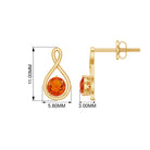 Round Cut Solitaire Fire Opal Infinity Stud Earrings Fire Opal - ( AAA ) - Quality - Rosec Jewels