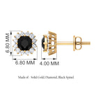 1 CT Classic Black Spinel and Diamond Halo Stud Earrings Black Spinel - ( AAA ) - Quality - Rosec Jewels