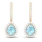 3.25 CT Sky Blue Topaz Teardrop Hoop Earrings with Moissanite Sky Blue Topaz - ( AAA ) - Quality - Rosec Jewels