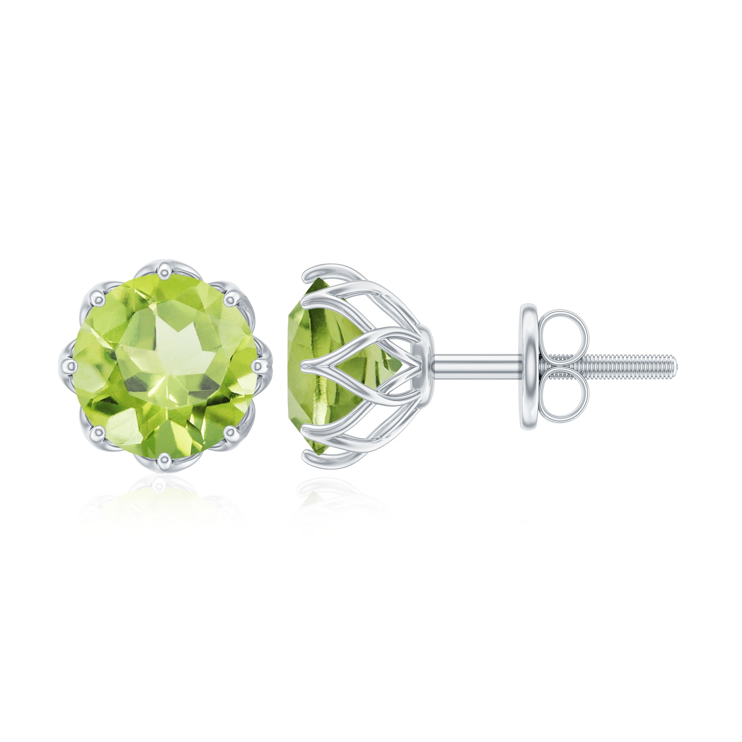 6 MM Decorative Peridot Solitaire Stud Earrings Peridot - ( AAA ) - Quality - Rosec Jewels