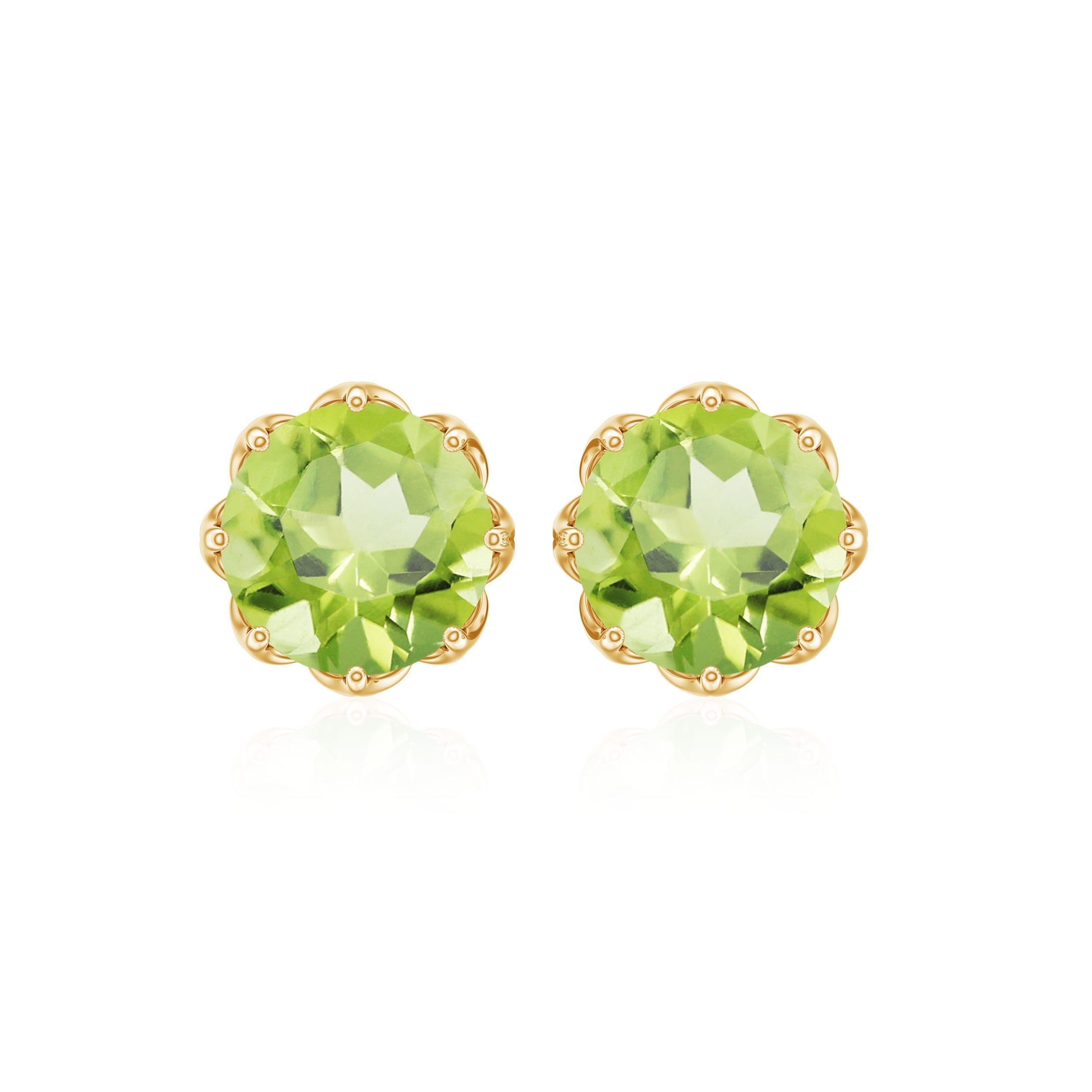 6 MM Decorative Peridot Solitaire Stud Earrings Peridot - ( AAA ) - Quality - Rosec Jewels