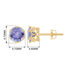 6 MM Tanzanite Solitaire Crown Stud Earrings Tanzanite - ( AAA ) - Quality - Rosec Jewels