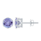 6 MM Tanzanite Solitaire Crown Stud Earrings Tanzanite - ( AAA ) - Quality - Rosec Jewels