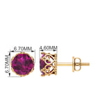 6 MM Rhodolite Solitaire Crown Stud Earrings Rhodolite - ( AAA ) - Quality - Rosec Jewels