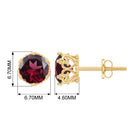 6 MM Rhodolite Solitaire Crown Stud Earrings Rhodolite - ( AAA ) - Quality - Rosec Jewels