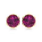 6 MM Rhodolite Solitaire Crown Stud Earrings Rhodolite - ( AAA ) - Quality - Rosec Jewels