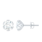 Moissanite Solitaire Stud Earrings in Lotus Basket Setting Moissanite - ( D-VS1 ) - Color and Clarity - Rosec Jewels