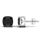 3 CT Cushion Cut Black Onyx Solitaire Stud Earring Black Onyx - ( AAA ) - Quality - Rosec Jewels