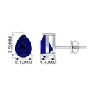 5X7 MM Pear Cut Blue Sapphire Solitaire Stud Earrings in 3 Prong Setting Blue Sapphire - ( AAA ) - Quality - Rosec Jewels