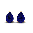 5X7 MM Pear Cut Blue Sapphire Solitaire Stud Earrings in 3 Prong Setting Blue Sapphire - ( AAA ) - Quality - Rosec Jewels