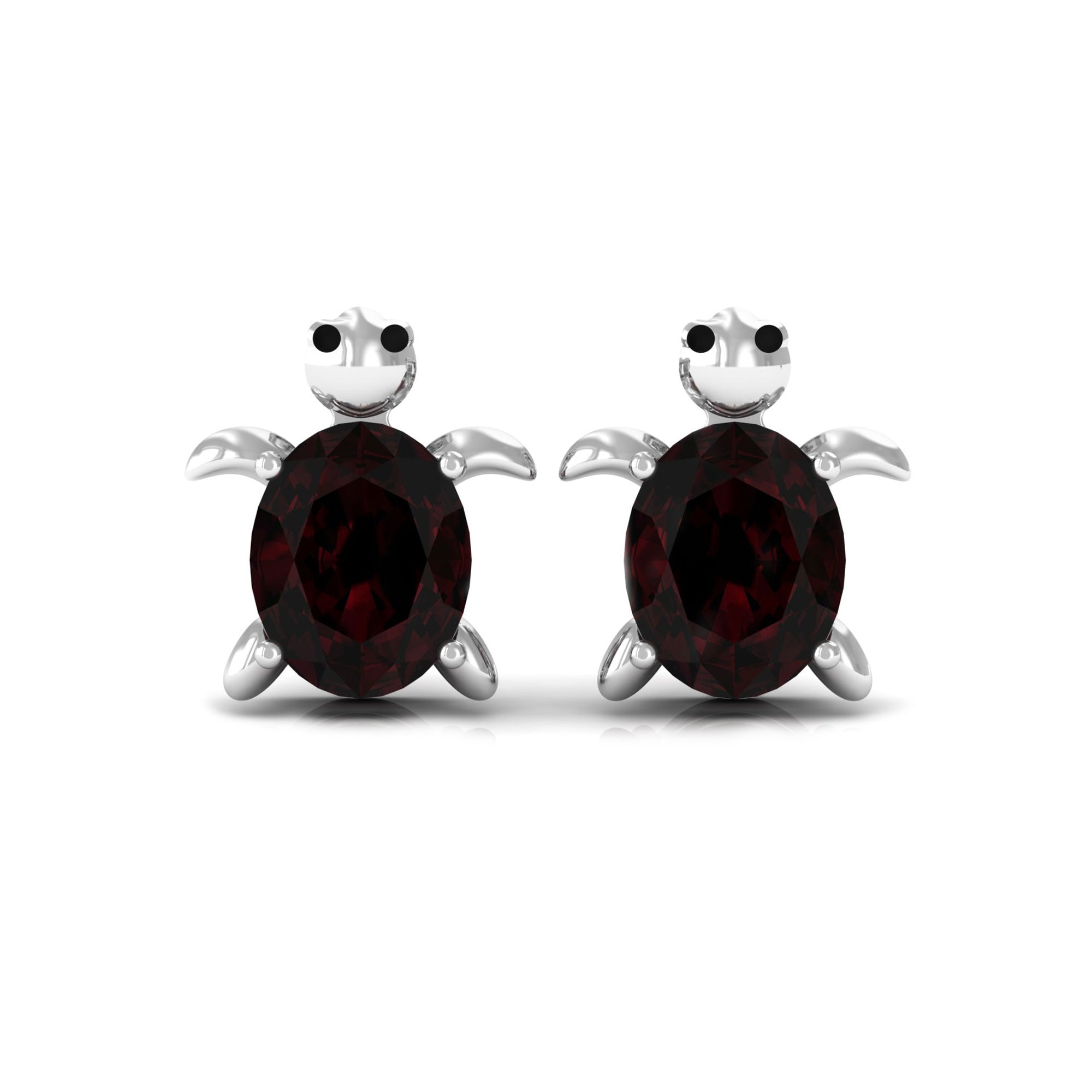 4X5 MM Oval Cut Garnet Solitaire Turtle Stud Earrings in 4 Prong Setting Garnet - ( AAA ) - Quality - Rosec Jewels