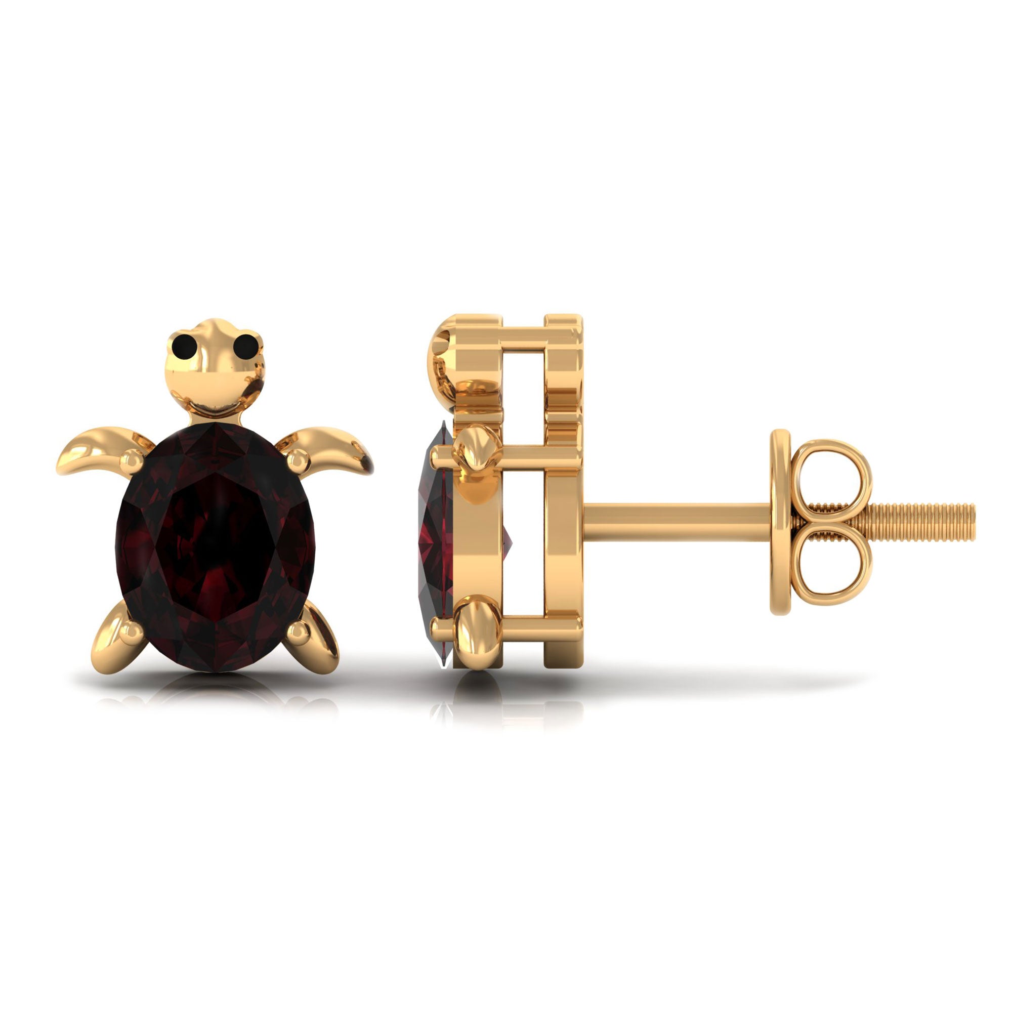 4X5 MM Oval Cut Garnet Solitaire Turtle Stud Earrings in 4 Prong Setting Garnet - ( AAA ) - Quality - Rosec Jewels