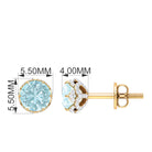 Lotus Basket Set Sky Blue Topaz Solitaire Stud Earrings with Diamond Sky Blue Topaz - ( AAA ) - Quality - Rosec Jewels